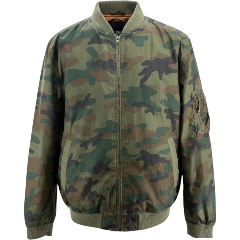 GAP Camouflage Bomber Jacket Full Zip Lightweight Utility Flight Mens XL